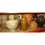 ASSORTED TERRACOTTA AND CLAY POTS AND URNS INCLUDING STRAWBERRY PLANTER