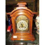 MAHOGANY CASED CHIMING MANTLE CLOCK