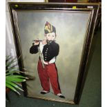 LARGE OIL ON CANVAS MILITARY PIPER BOY