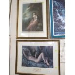 TWO FRAMED AND MOUNTED PRINTS OF LADIES