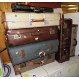 SIX VINTAGE TRAVEL CASES AND LEATHER BRIEFCASE