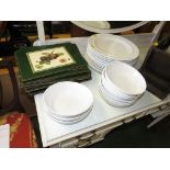 QUANTITY OF DENBY WHITE CHINA PLATES AND BOWLS TOGETHER WITH PLACE MATS