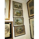 SET OF FOUR TINTED ENGRAVINGS DEPICTING TIMES OF THE DAY - LE MATIN, LE MIDI, L'APRES DINEE AND LE