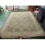 LARGE RECTANGULAR CREAM AND GREEN GROUND FLORAL PATTERNED RUG