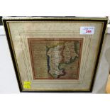 FRAMED AND MOUNTED ANTIQUE HAND COLOURED ENGRAVED MAP OF BERKSHIRE WEST FROM LONDON, AFTER J