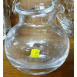 GLASS VASE OF SMALL SQUAT FORM WITH WAVY RIM, THE BASE ETCHED TIFFANY & CO
