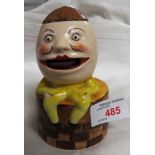 CERAMIC NOVELTY FIGURE OF HUMPTY DUMPTY WITH MOVING TONGUE AND INTEGRAL WATER RESERVOIR, WITH