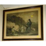 MEZZOTINT 'THE FERN GATHERERS', J R SMITH AFTER G MORLAND, FRAMED AND GLAZED