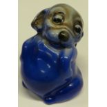 Doulton 'Bonzo' porcelain model of a small seated dog looking over its shoulder, blue glaze, the