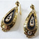 **Payment in person or by bank transfer only**Pair of Egyptianesque yellow metal and enamel earrings