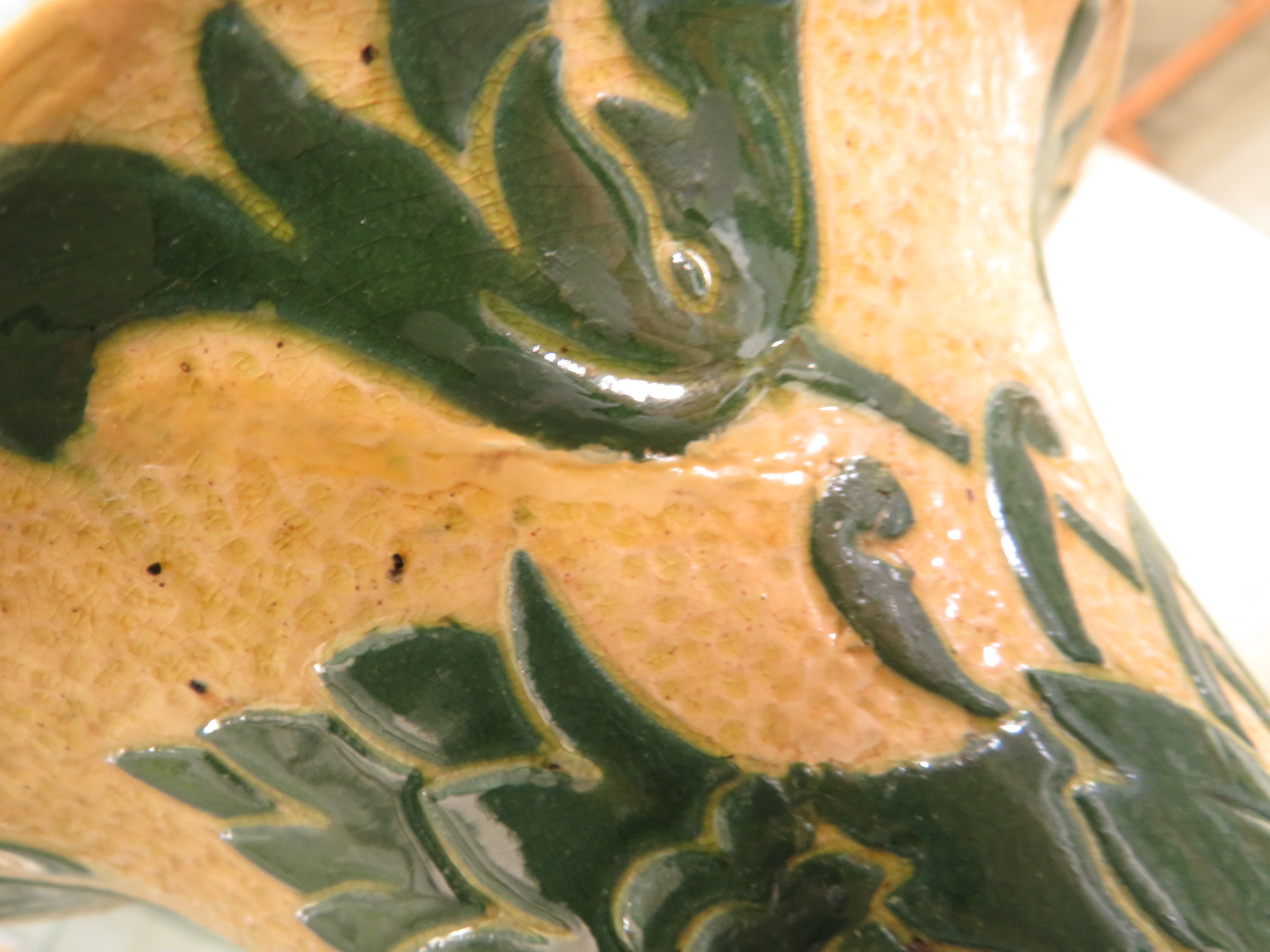 A large Lauder Barum pottery vase of baluster shape with a flared neck, yellow ground with dimpled - Image 5 of 11