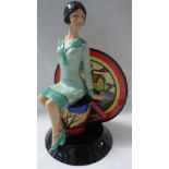 Kevin Francis limited edition figure Young Clarice Cliff depicted as woman seated on upturned cup