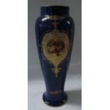 Royal Worcester porcelain vase hand painted by Moseley, high-shouldered slender baluster form,