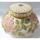 Royal China Works Worcester pot pourri vase, squat ovoid form with inner lid and pierced outer