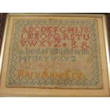 A Victorian alphabet sampler by Mary Ann Fry, framed and glazed