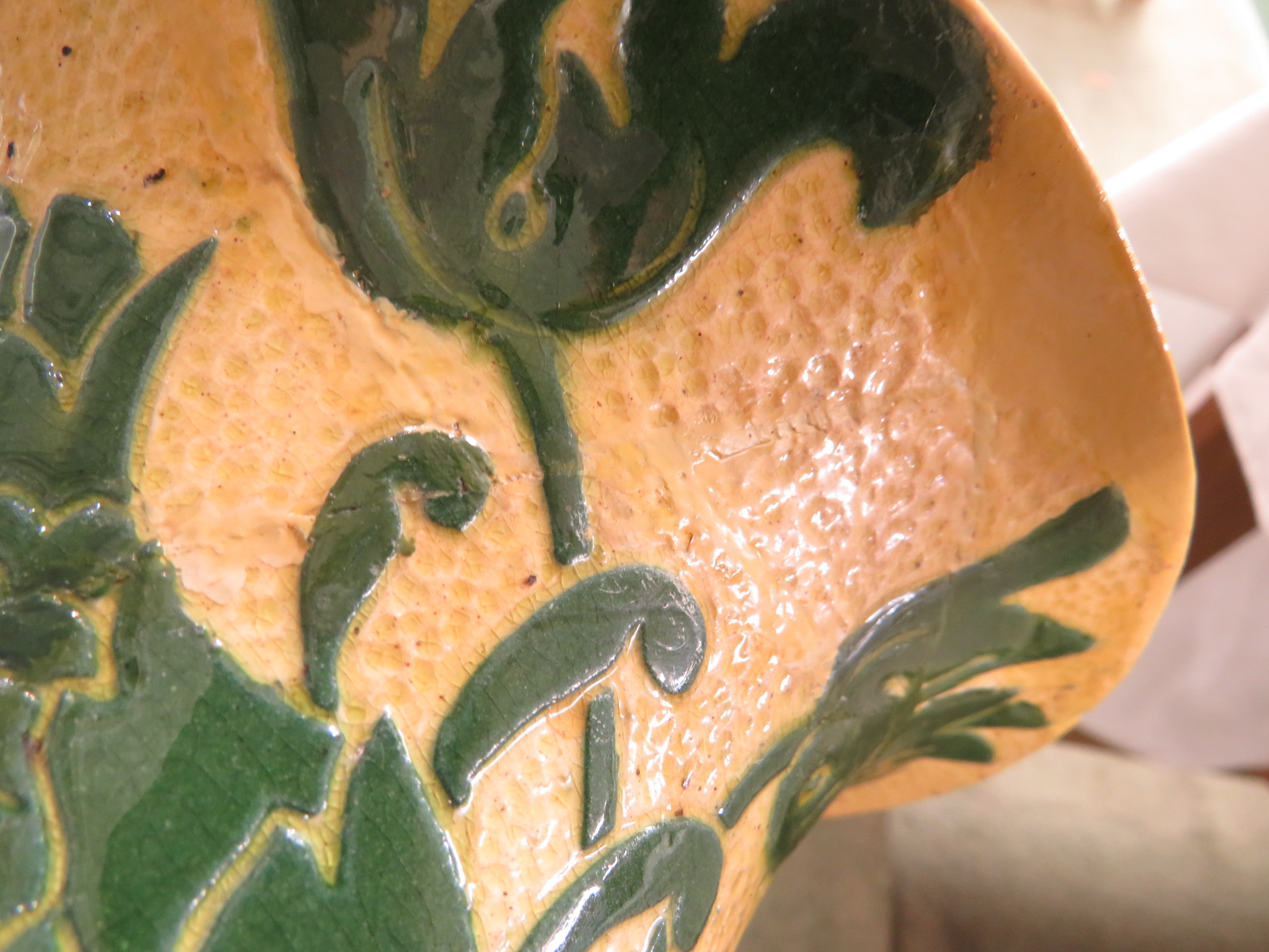 A large Lauder Barum pottery vase of baluster shape with a flared neck, yellow ground with dimpled - Image 10 of 11