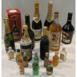 Seven bottles of alcohol including two bottles of Baileys Irish Cream 70ml (one boxed) and bottle of