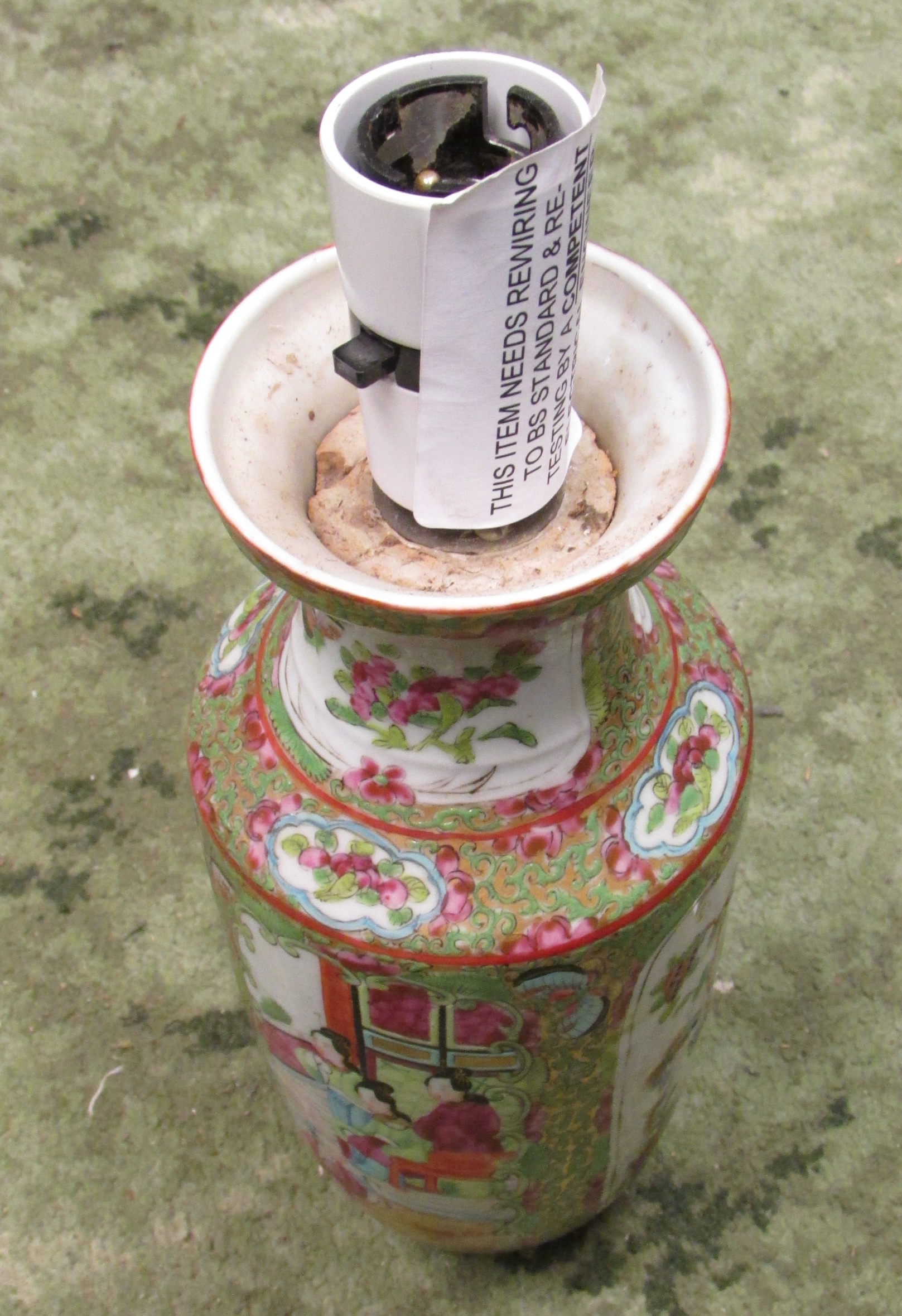 Three Chinese and Japanese porcelain vases converted to table lamps - the first a bottle vase - Image 10 of 12