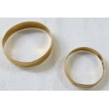 Two 22ct gold wedding rings - the first with worn hallmarks, 2.5g, size U for guidance only, the