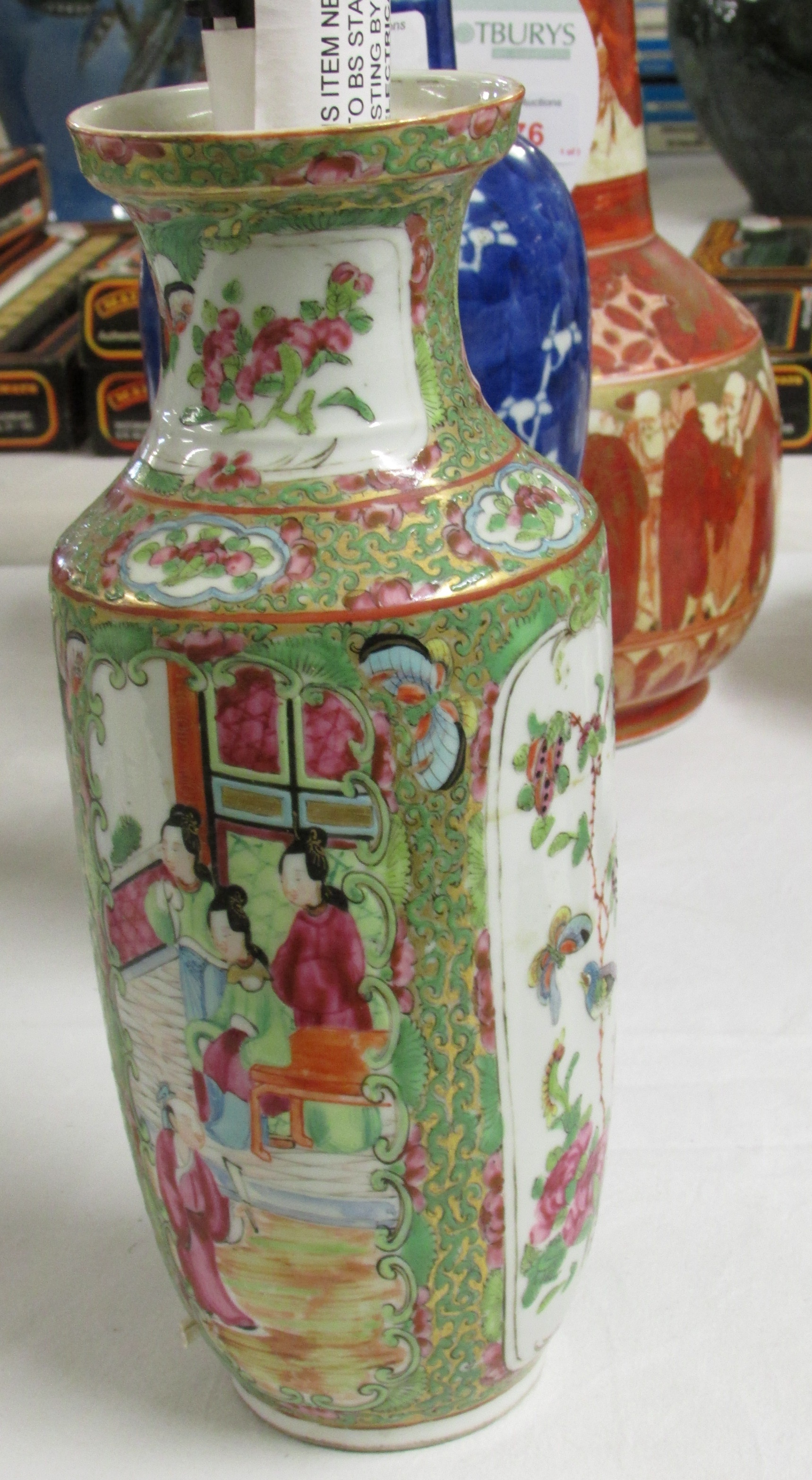 Three Chinese and Japanese porcelain vases converted to table lamps - the first a bottle vase - Image 11 of 12