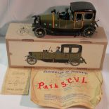 Paya limited edition tin plate clockwork model of a vintage car, certificate of authenticity in