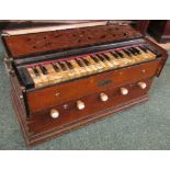 Haribhau Vishwanath three and a quarter octave Harmonium with five extra drone reeds