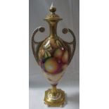 David Bowkett Ceramics porcelain vase, urn shape with two scrolled handles moulded with a fixed lid,