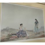 After William Russell Flint (1880-1969) - reproduction colour print, two women in landscape,(53cm