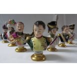 A set of eight Rudolf Kammer porcelain busts of military figures, each painted with name,