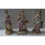 A matched group of three porcelain Classical and allegorical figures representing Juno, Ceres and