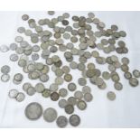 A large quantity of Victorian and George V silver 3d pieces, Victorian one tenth of a pound,