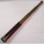 An F L West of London three drawer telescope, brass and stained wood, inscribed Lieut Oldfields