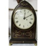 **Payment in person or by bank transfer only**A large brass inlaid mahogany mantle clock of