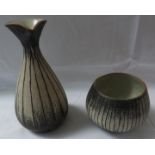 Waistel Cooper (1921-2003), a stoneware pouring vessel of tapering from (height 15.5cm) and matching