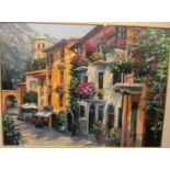 After Howard Behrens - Village Hideaway, limited edition colour print with hand embellishments,