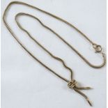 A 9ct gold rope necklace looped at the end with two tassels, clasp stamped 375, length 42cm, (7.