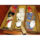 A boxed Pelham standard puppet McBoozle, boxed Pelham simple dancing puppet poodle and a boxed