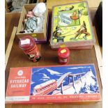 VINTAGE BOXED CHAD VALLEY TINPLATE OVERHEAD RAILWAY SET, BOXED VINTAGE CONJURING TRICKS, VINTAGE