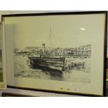 LIMITED EDITION PRINT AFTER PETER GOODHALL OF DUCHESS OF DEVONSHIRE AGROUND ON SIDMOUTH BEACH,