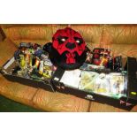 TWO BOXES OF ASSORTED MODERN STAR WARS TOYS AND FIGURES INCLUDING DARTH MAUL RUCKSACK, MODERN CARDED