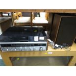 TOSHIBA SOLID STATE TURNTABLE AND TUNER WITH SPEAKERS (NEEDS PLUG)