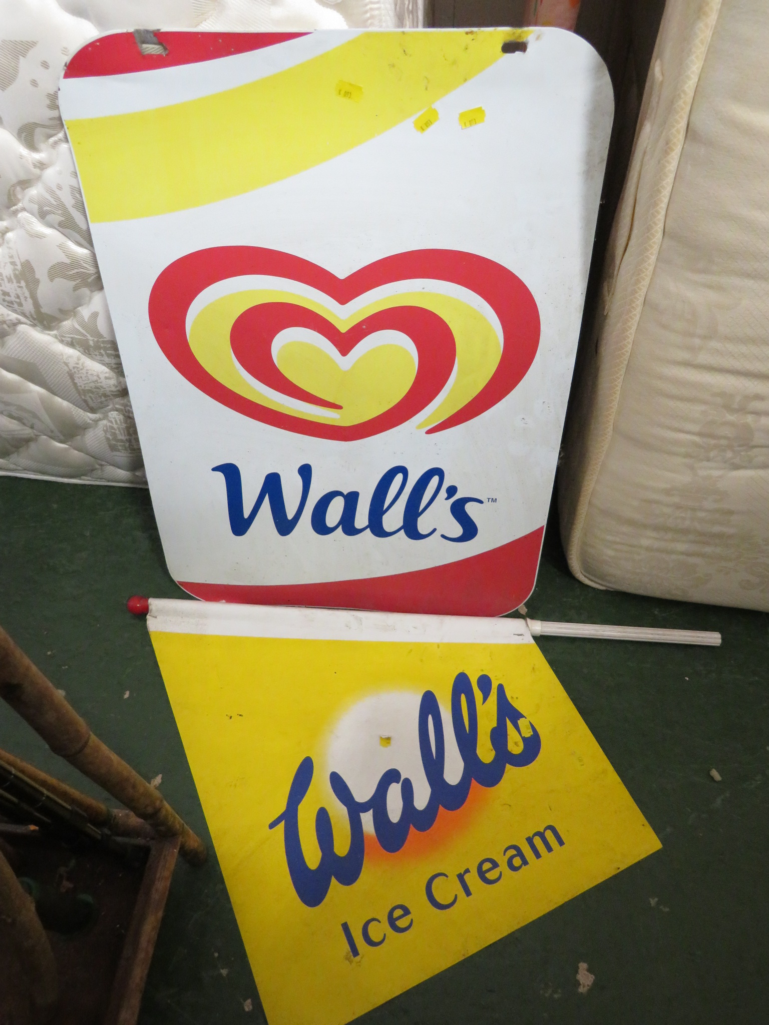 WALLS ICE CREAM ENAMEL SIGN AND FLAG