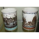 TWO LARGE LIMITED EDITION SHAND KYDD POTTERY MUGS - 'GREENWICH' BY ERIC THOMAS AND 'ST PAULS' BY