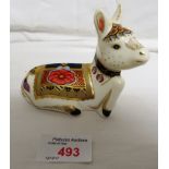 ROYAL CROWN DERBY PAPERWEIGHT DONKEY FOAL WITH SILVER STOPPER