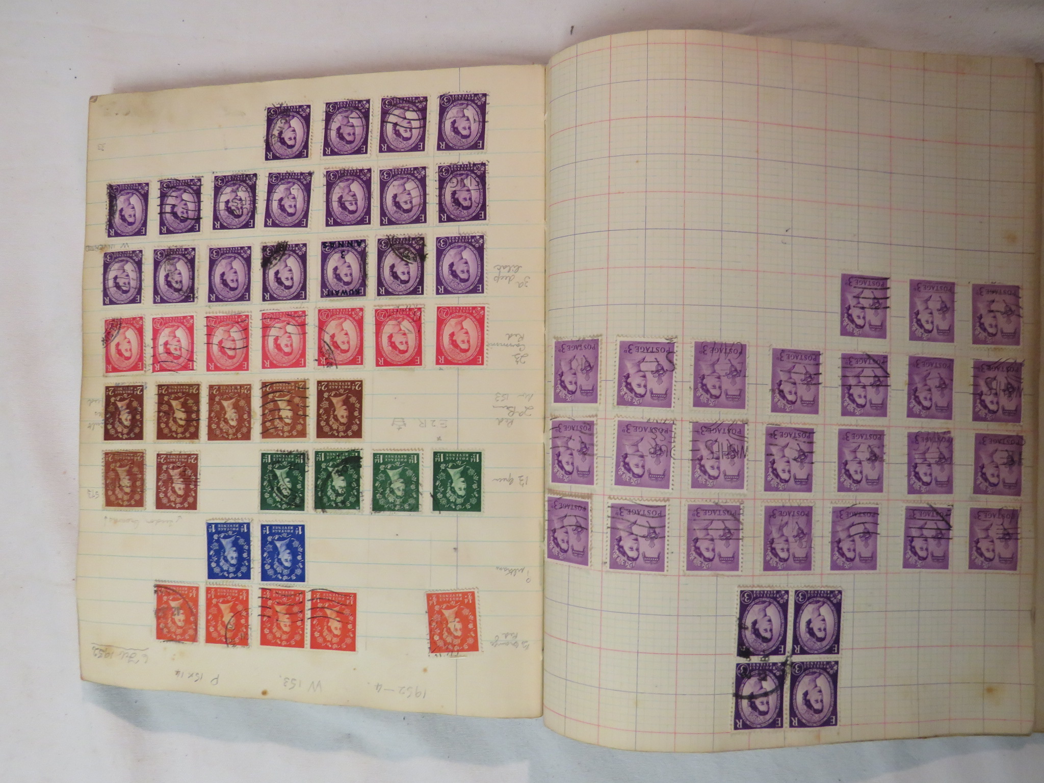 A science exercise book containing used British and foreign stamps including United States, - Image 3 of 4
