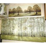 TWO FRAMELESS CANVAS PRINTS OF TREES AFTER ANTHONY WALTER