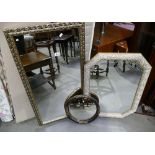 3 mirrors including a rectangular gold beveled edge mirror,