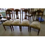 4 walnut Edwardian carved dining chairs