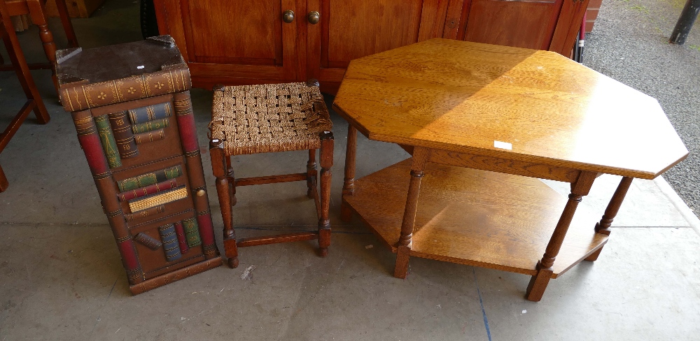 Oak reproduction corner tv stand,