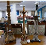 3 decorative table lamps, including a gold painted French style lamp,